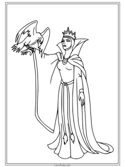 Раскраска Злая королева и ее ворон
