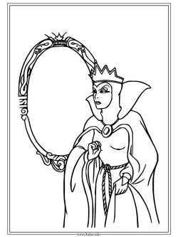 Раскраска Злая королева и волшебное зеркало