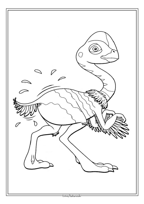 Раскраска Динозавр с перьями