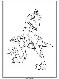 Раскраска Динозавр хвалится когтем