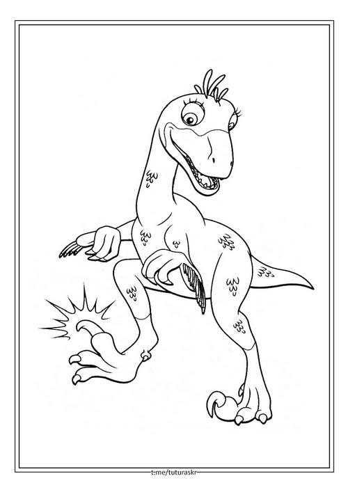Раскраска Динозавр хвалится когтем