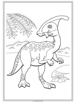 Раскраска Динозавр жует листья