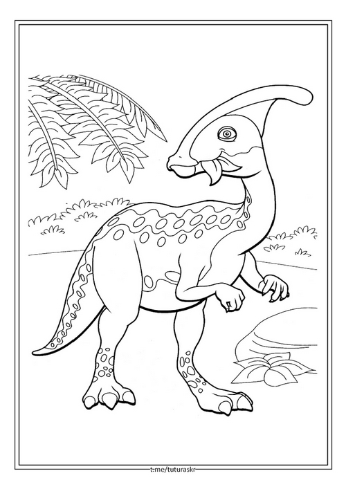 Раскраска Динозавр жует листья