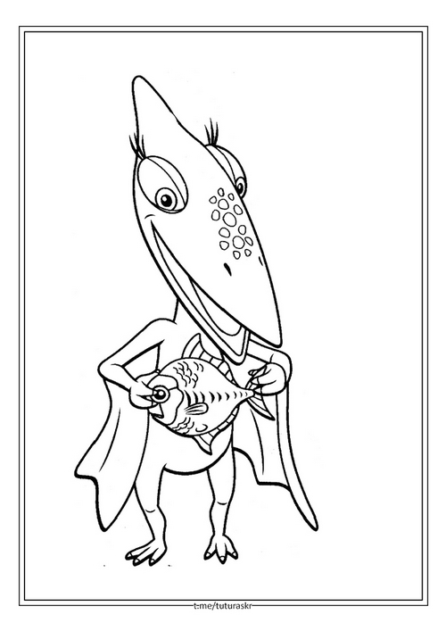 Раскраска Птеранодон и рыбка