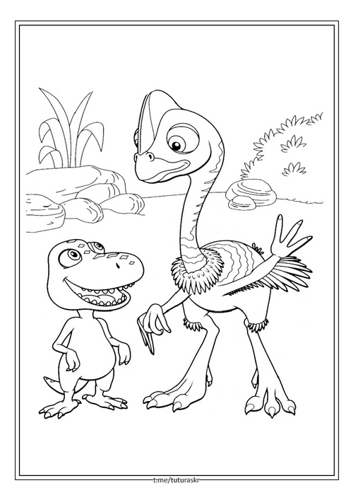 Раскраска Бадди и пернатый динозавр