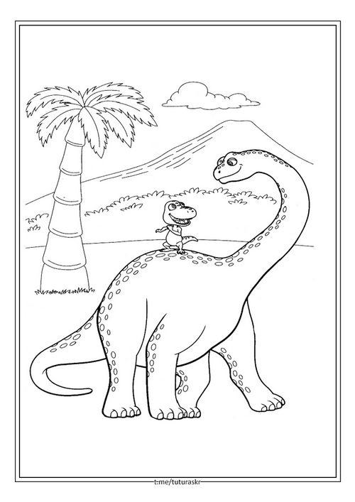 Раскраска Бадди и бронтозавр