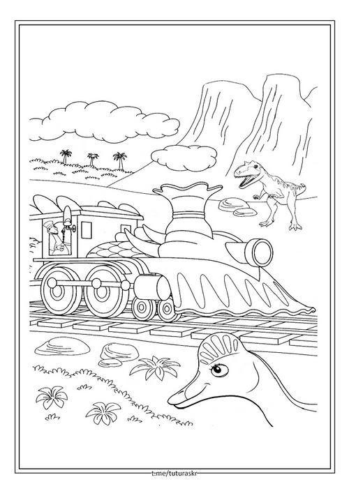 Раскраска Поезд динозавров