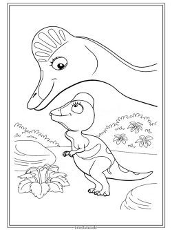 Раскраска Динозавр мама с дочкой