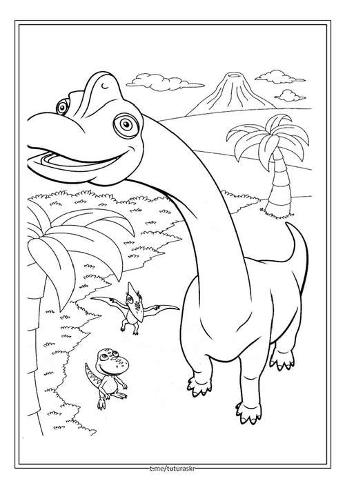 Раскраска Динозавр с длинной шеей