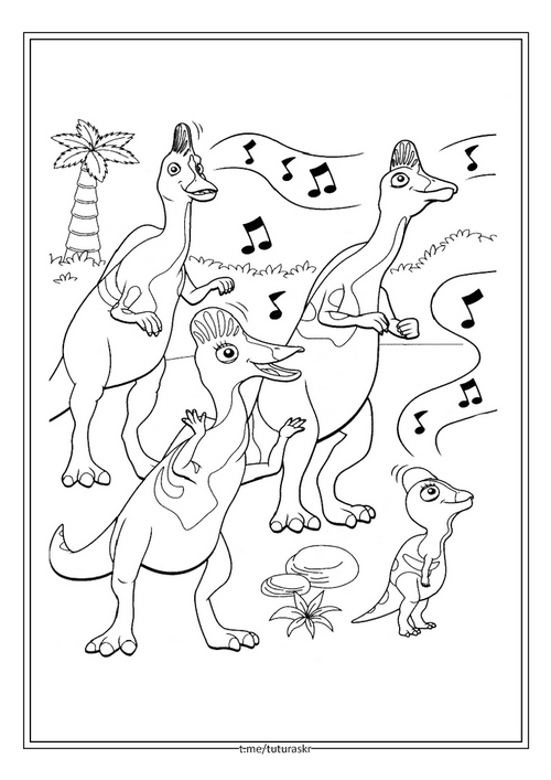 Раскраска Динозавры поют