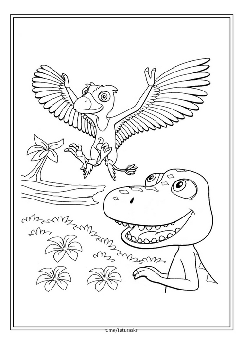 Раскраска Бадди и латающий динозавр