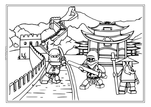 Раскраска Ниндзяго Ниндзя Защищают Великую Китайскую стену