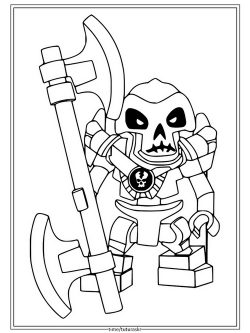 Раскраска Скелет Ниндзяго с оружием