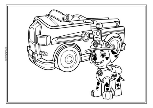 Раскраска Маршал с пожарной машиной