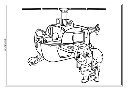 Раскраска Скай с вертолетом