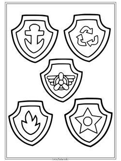 Раскраска Пять значков Щенячего патруля