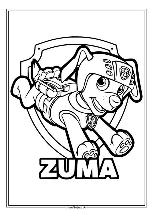 Раскраска Значок Щенячего патруля Зумы