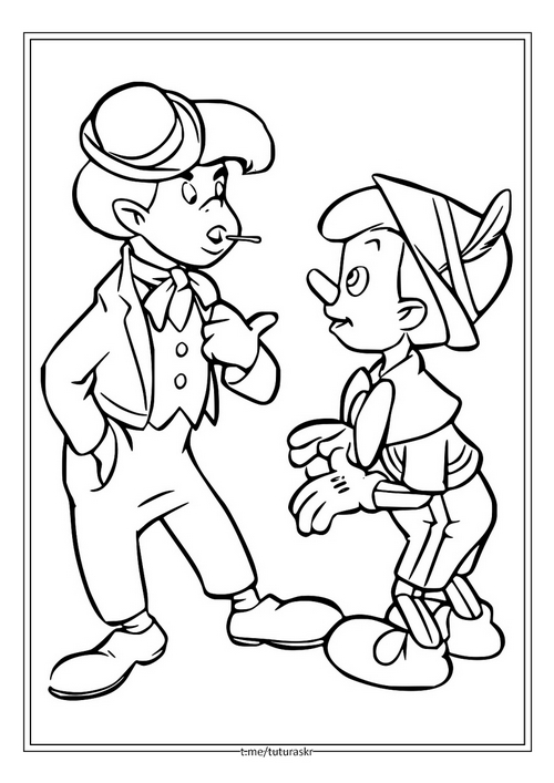 Раскраска Пиноккио и мальчик