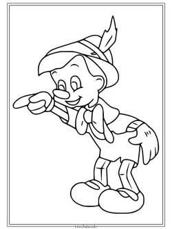 Раскраска Пиноккио Показывает пальцем