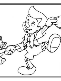 Раскраска Пиноккио танцует с Фигаро