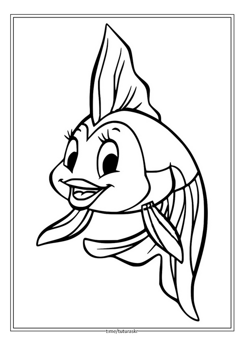 Раскраска Счастливая золотая рыбка Клео