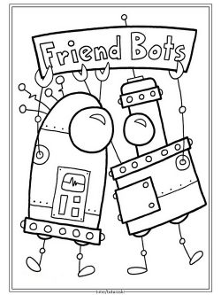 Раскраска Роботы-друзья