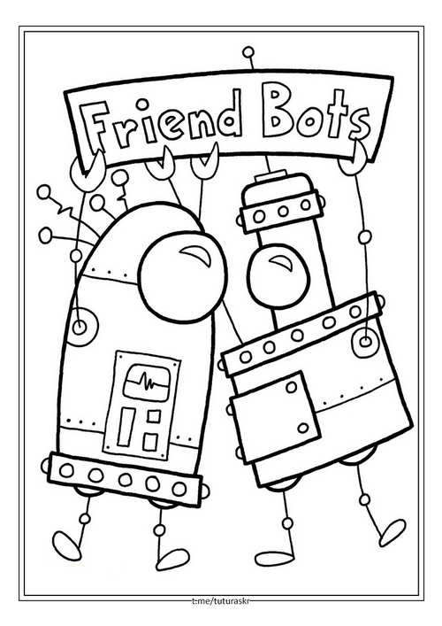 Раскраска Роботы-друзья