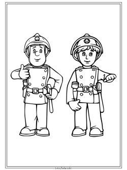 Раскраска Пожарный Сэм и Пенни