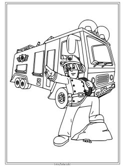 Раскраска Пожарный Сэм и Пожарная машина