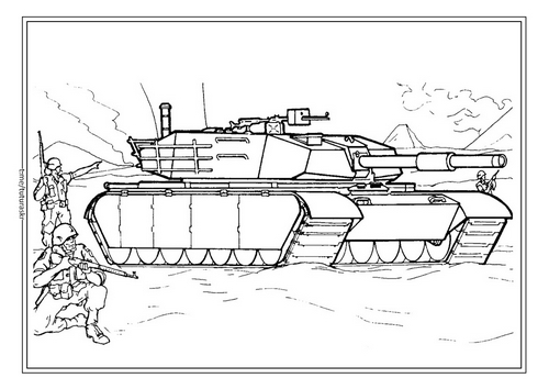 Раскраска Американский танк М1А1 Abrams