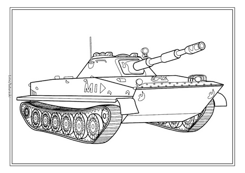 Раскраска Российский танк ПТ-76