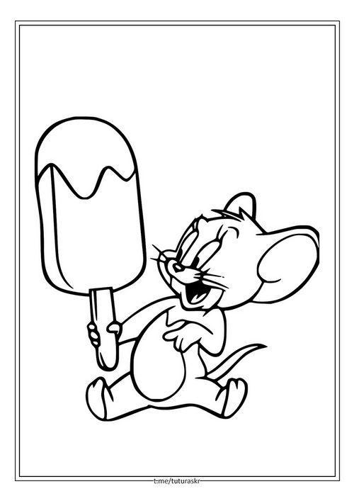 Раскраска Джерри Держит Большое Фруктовое мороженое