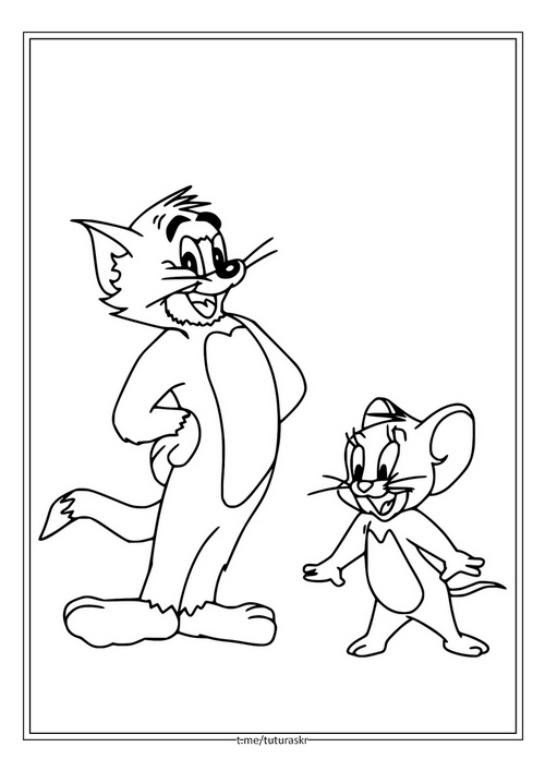 Раскраска Кот Том и мышонок Джерри