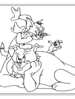 Раскраска Спайк с Томом и Джерри