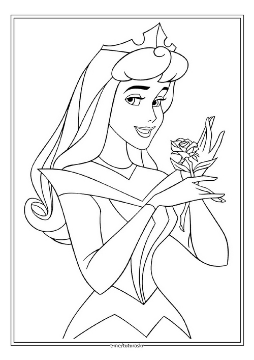 Раскраска Принцесса с цветочком