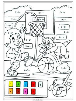 Раскраска по номерам Мальчик играет в баскетбол