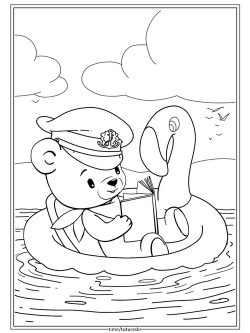 Раскраска Капитан-медведь читает