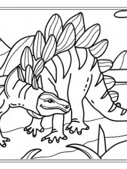 Раскраска Стегозавр ищет еду