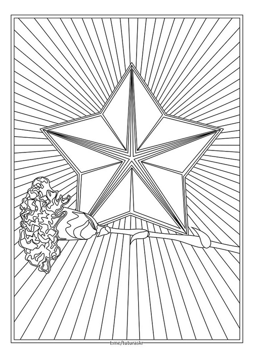 Раскраска Звезда и гвоздика вертикально