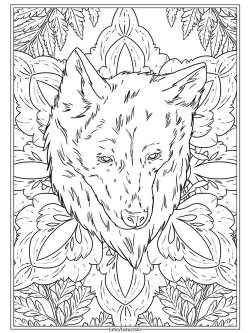 Раскраска Волк в цветке