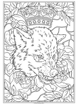 Раскраска Волк с короной