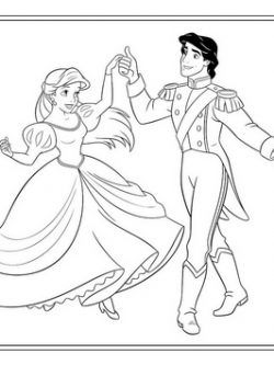 Раскраска Ариэль танцует с принцем Эриком