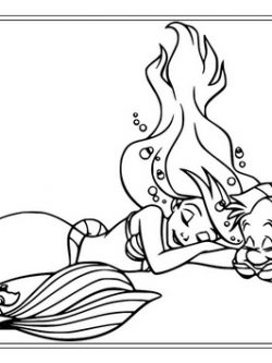 Раскраска Принцесса Ариэль спит