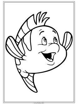 Раскраска Счастливая рыба Флаундер