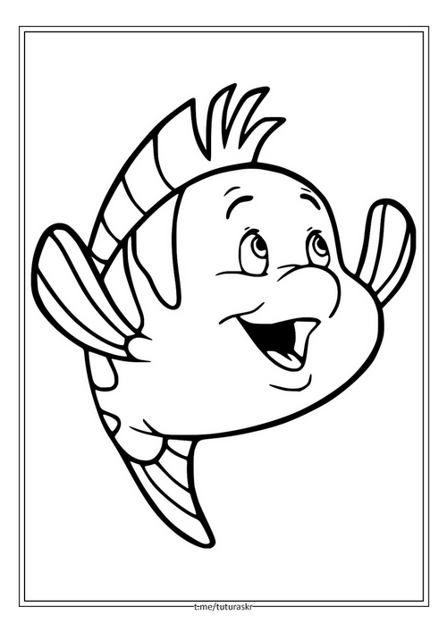Раскраска Счастливая рыба Флаундер