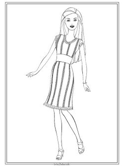 Раскраска Строгое платье Барби
