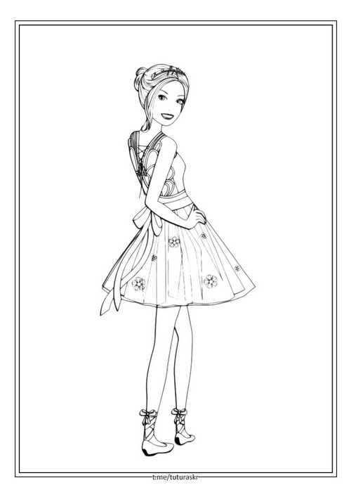 Раскраска Барби в коротком платье