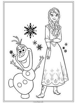 Раскраска Анна и снеговичок Олаф