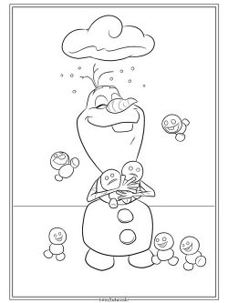 Раскраска Олаф и маленькие снеговики