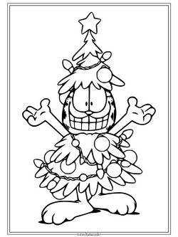 Раскраска Рождественская елка Гарфилда